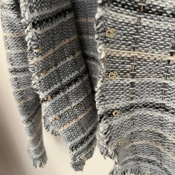 BANANA REPUBLIC Women's Angora & Wool Blend Grey Beige Tan Cardigan Size L - Picture 3 of 11